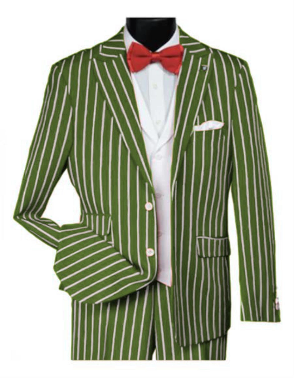 "Stoere 1920er Gangster Jas met Vest – Lime Pinstripe, Vintage Chic!"